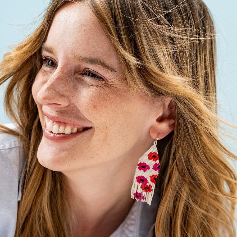 Delilah Poppies Beaded Fringe Earrings