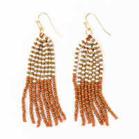 Game Day Tassel Seed Bead Earrings- Burnt Orange