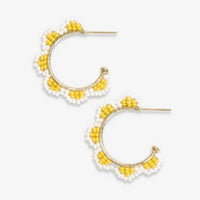 Luna Beaded Scallop Gold Hoop-Lemon
