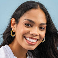 Luna Beaded Scallop Gold Hoop-Lemon