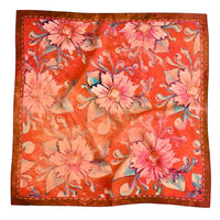 Rust Rodeo- Red Floral Silk Western Wild Rag Scarf