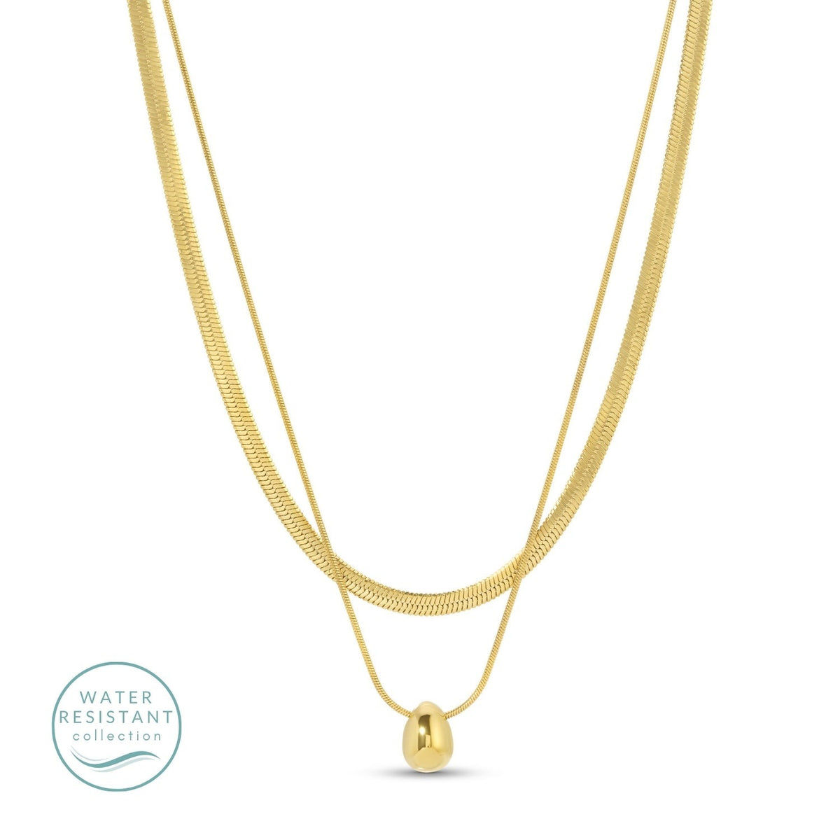 Layered Up Simple Pendant Necklace - Water Resistant