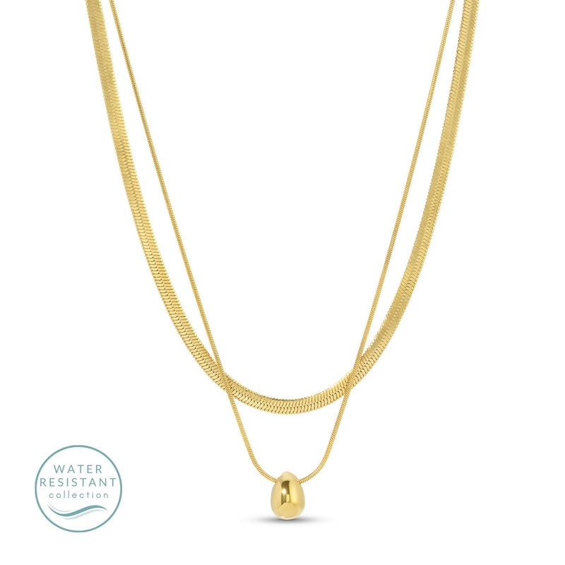 Layered Up Simple Pendant Necklace - Water Resistant