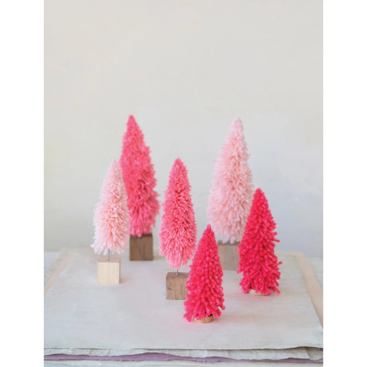 Yarn Fabric Tree with Wood Base