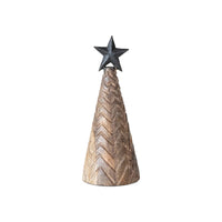 Carved Mango Wood Christmas Tree w/ Black Star