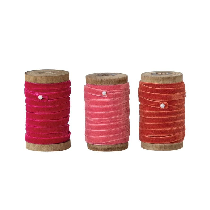 Velvet Ribbon on Wood Spool-10 Yd