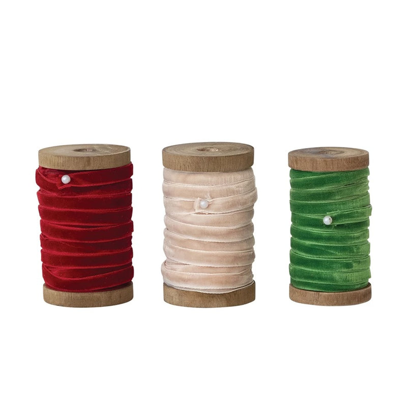 Velvet Ribbon on Wood Spool-10 Yd